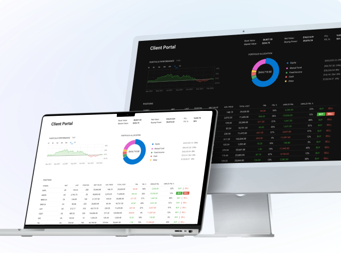 A layout of a dark-themed dashboard showing interactive content tiles in a modern, modular design pattern
